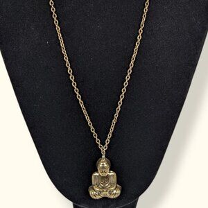 V. Stamped Metal Buddha Pendant Necklace